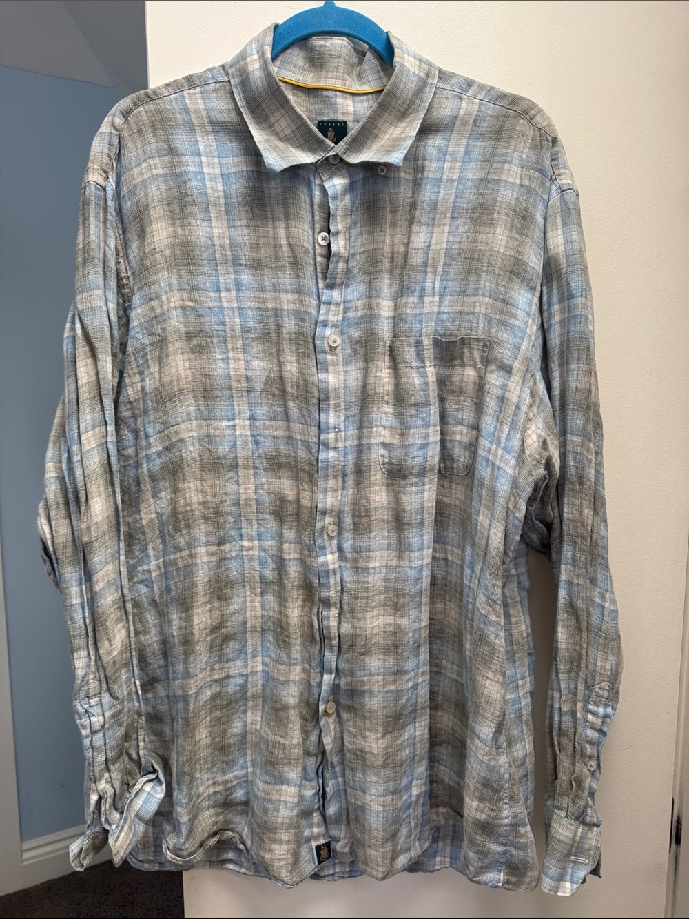 Robert Talbott Men's Morgan Linen-Cotton LS button up XL 💯 linen EUC classic fit